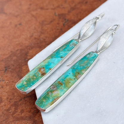 Sterling Silver Elongated Arizona Turquoise Earrings
