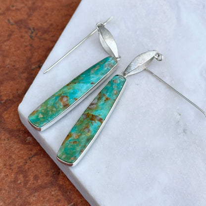 Sterling Silver Elongated Arizona Turquoise Earrings