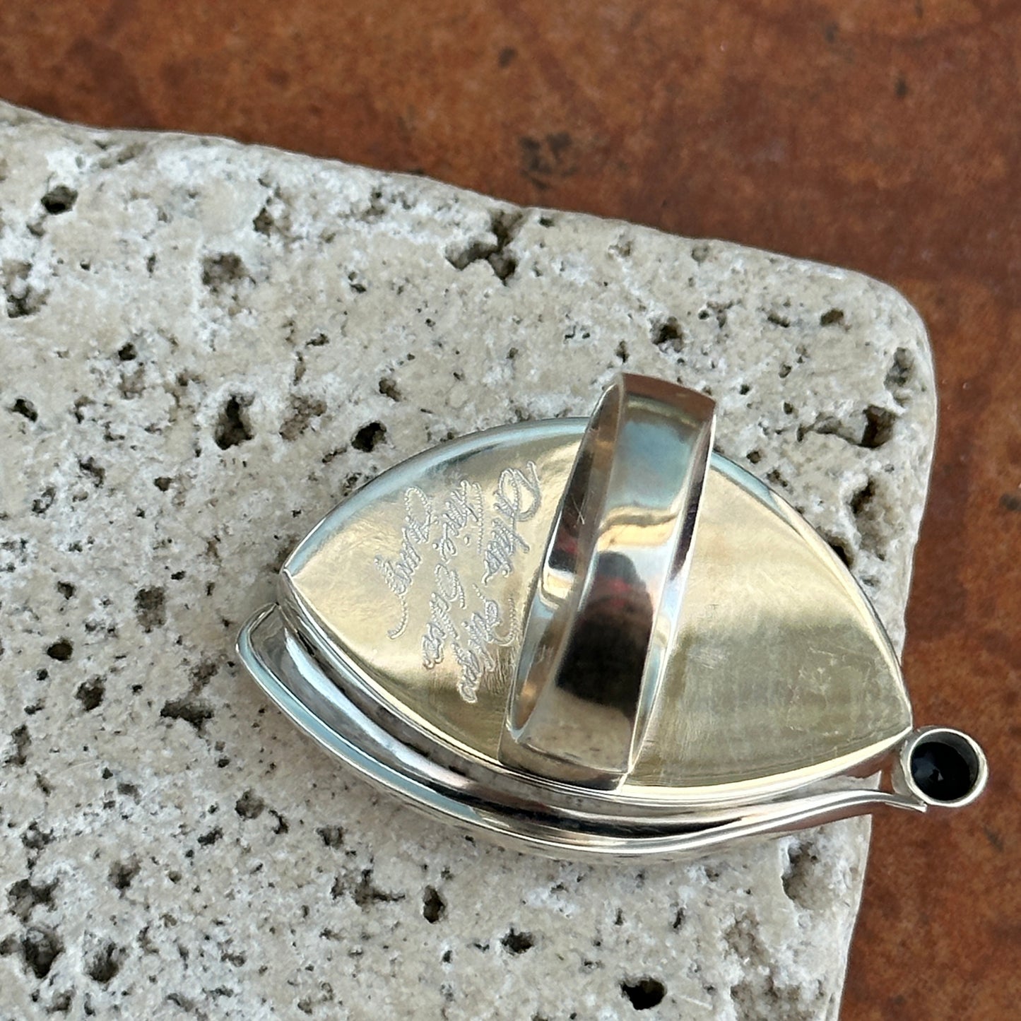 Sterling Silver Irregular Turquoise + Black Diamond Ring