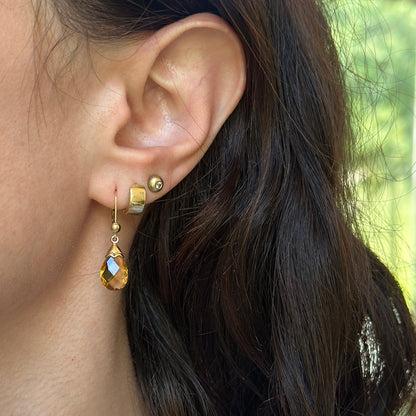 Estate 18KT Yellow Gold Briolette Citrine Lever Back Earrings