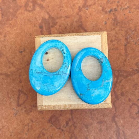 Vintage Turquoise Howlite Oval Earrings Charms