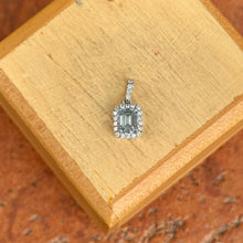 Load image into Gallery viewer, Estate 14KT White Gold Blue Diamond Halo Pendant Charm