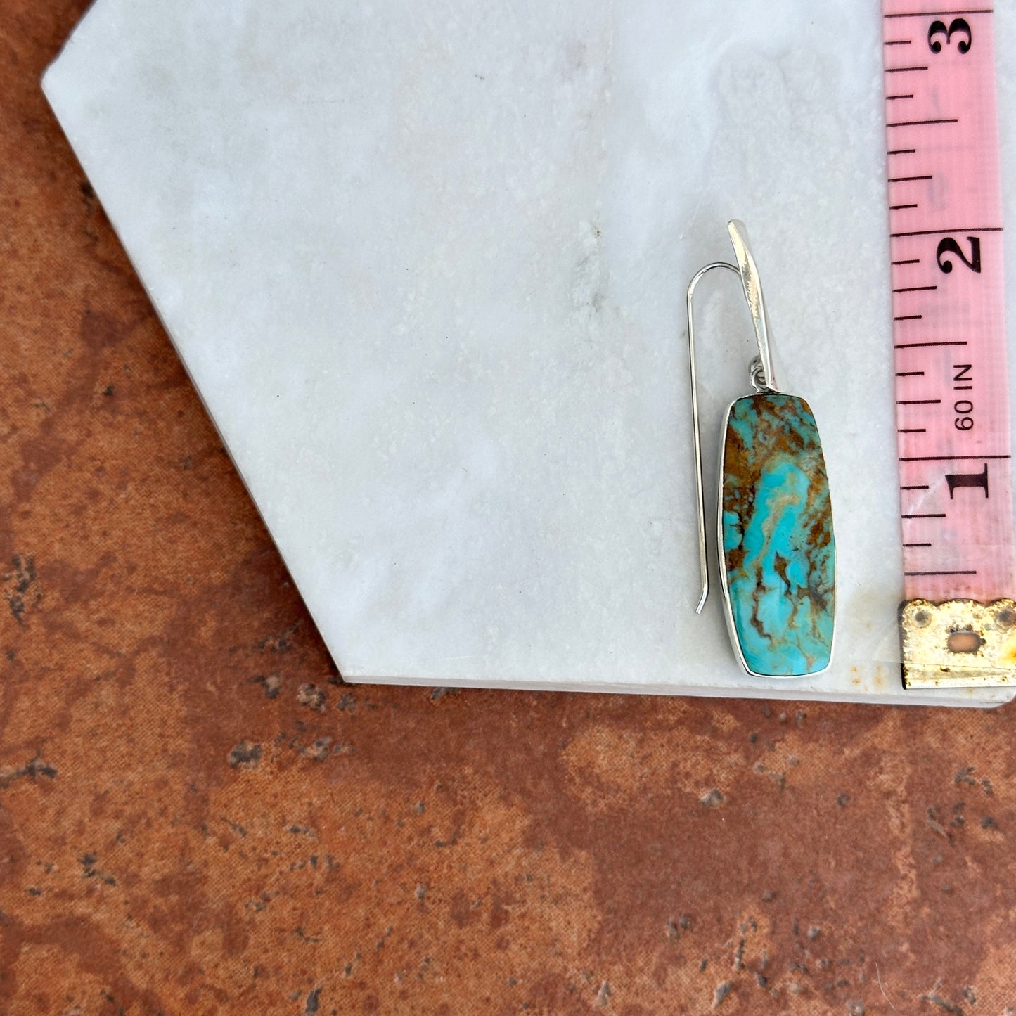 Sterling Silver Rectangle Arizona Turquoise Earrings