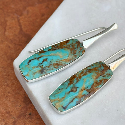 Sterling Silver Rectangle Arizona Turquoise Earrings