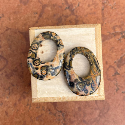 Estate Leopard Agate Oval Earring Charms