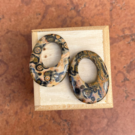 Estate Leopard Agate Oval Earring Charms