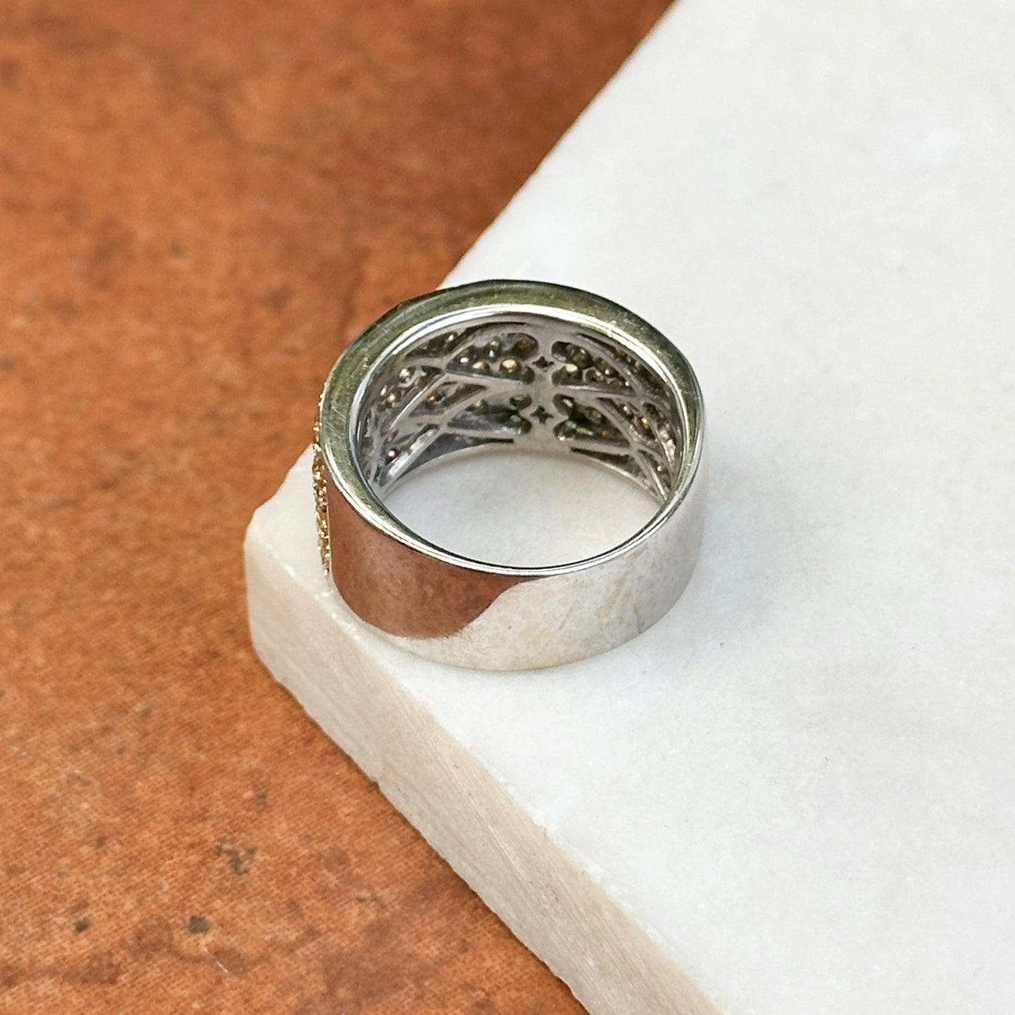 Estate 18KT White Gold Yellow Sapphire, Tsavorite Green Garnet + Ruby Ring - LSJ