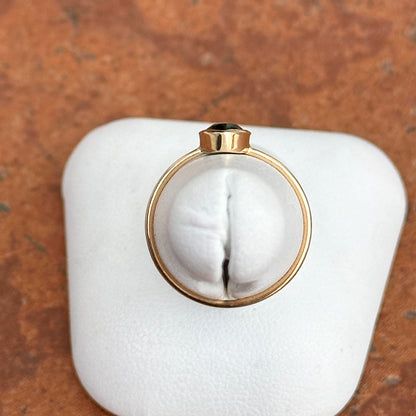 14KT Yellow Gold .65 CT Pear Emerald Bezel Ring