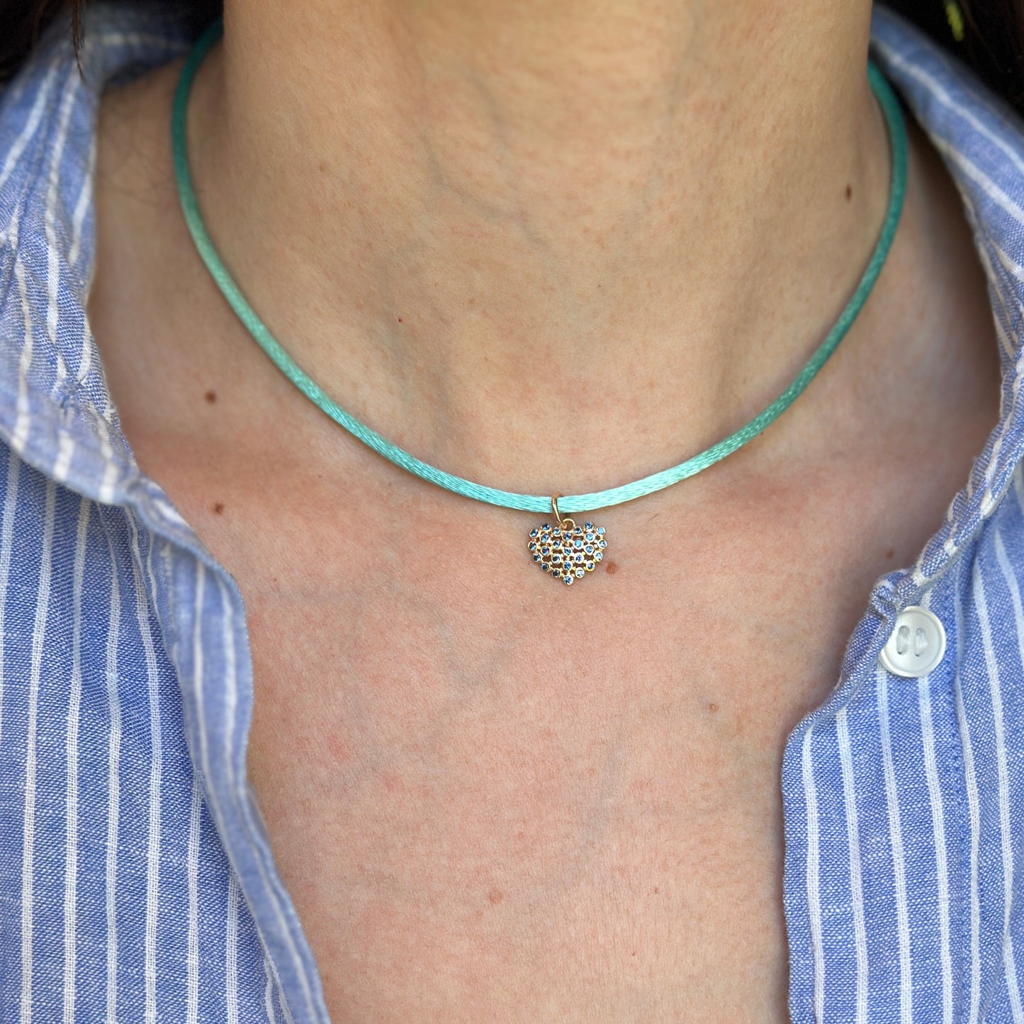 14KT Yellow Gold Turquoise 2.8mm Silk Cord Necklace