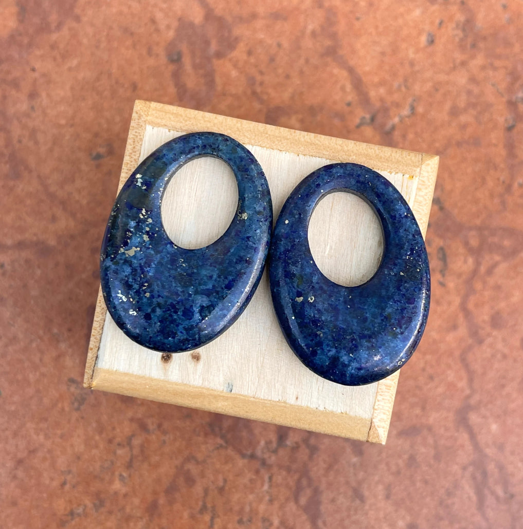 Vintage Blue Lapis Oval Earring Charms