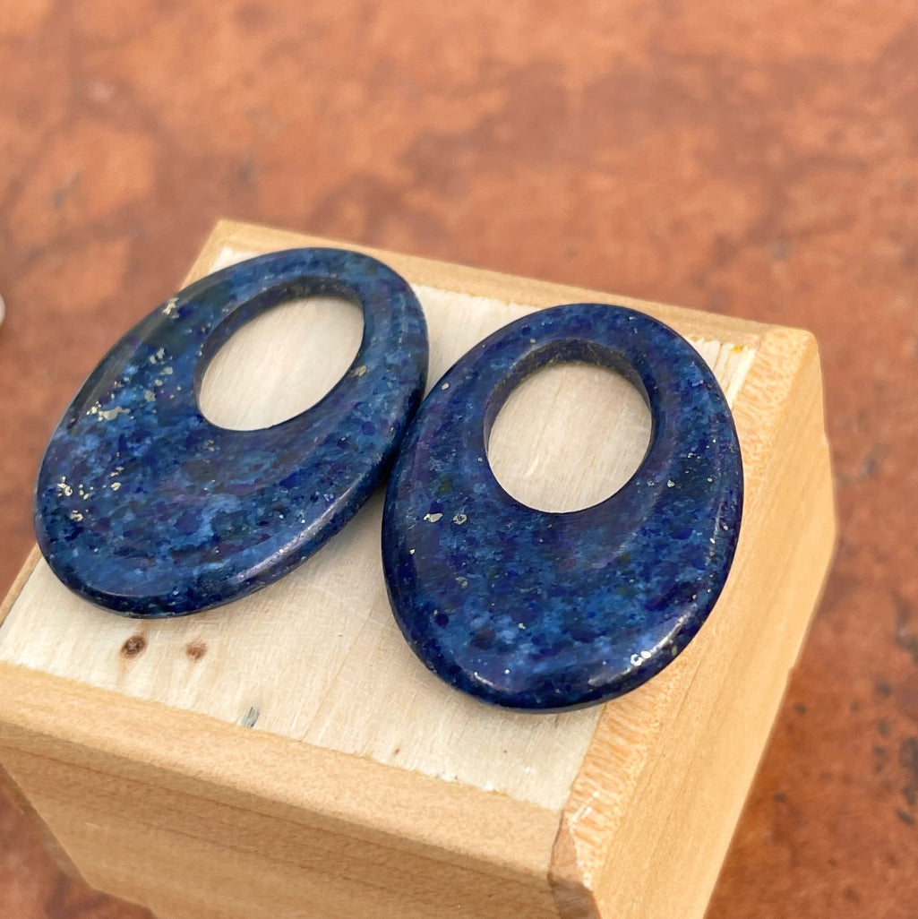 Vintage Blue Lapis Oval Earring Charms