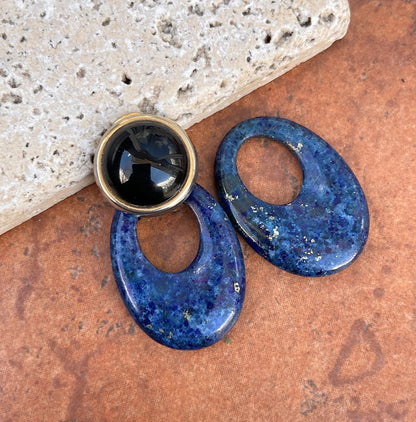 Vintage Blue Lapis Oval Earring Charms