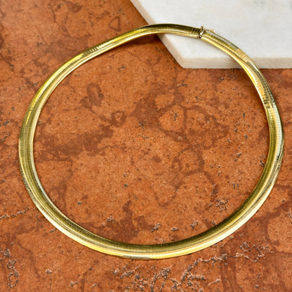 Estate 14KT Yellow Gold Polished Domed Omega Collar Necklace 8mm/ 17" - LSJ