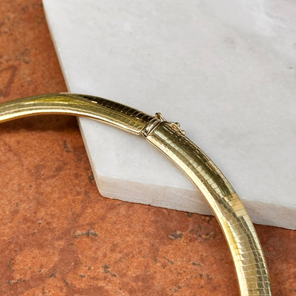 Estate 14KT Yellow Gold Polished Domed Omega Collar Necklace 8mm/ 17" - LSJ