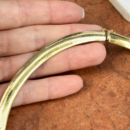 Estate 14KT Yellow Gold Polished Domed Omega Collar Necklace 8mm/ 17" - LSJ