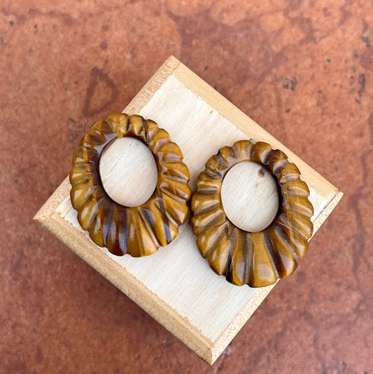 Vintage Tiger Eye Oval Earring Charms