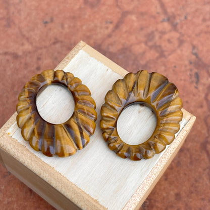 Vintage Tiger Eye Oval Earring Charms