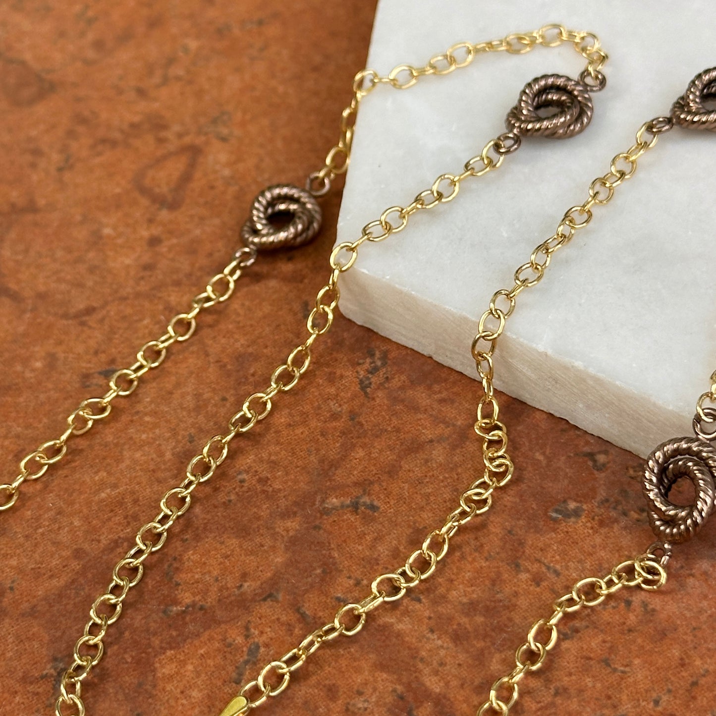 Estate 14KT Yellow Gold + Chocolate Link Necklace Chain 24"