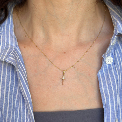 Estate 14KT Yellow and White Gold 2D Crucifix Pendant Charm
