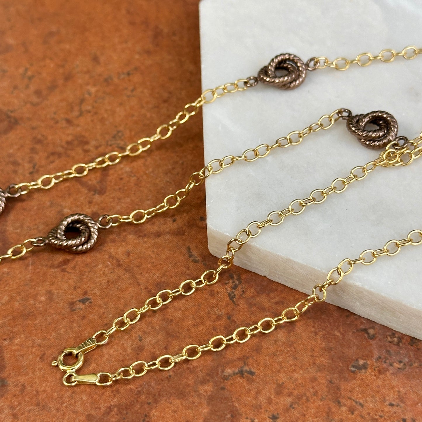 Estate 14KT Yellow Gold + Chocolate Link Necklace Chain 24"