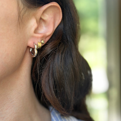 Sterling Silver Heart Post Hoop Earrings