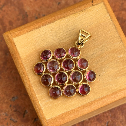 Estate 18KT Yellow Gold Cabochon Pink Tourmaline Pendant
