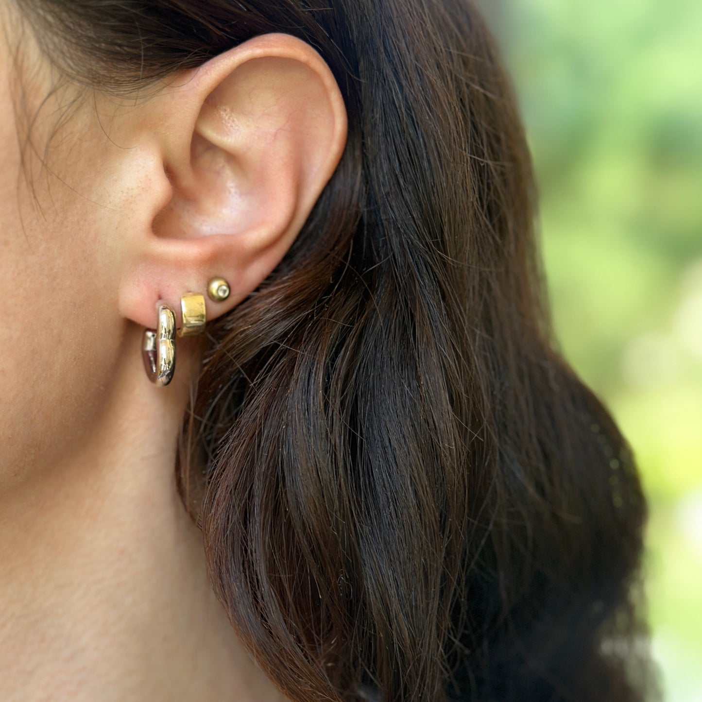 Sterling Silver Heart Post Hoop Earrings