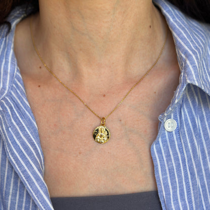 14KT Yellow Gold Polished St Lucia Medal Pendant 16mm