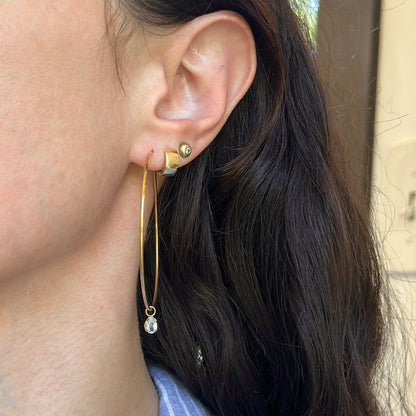 Estate 14KT Yellow Gold Pear Blue Topaz Earring Charms