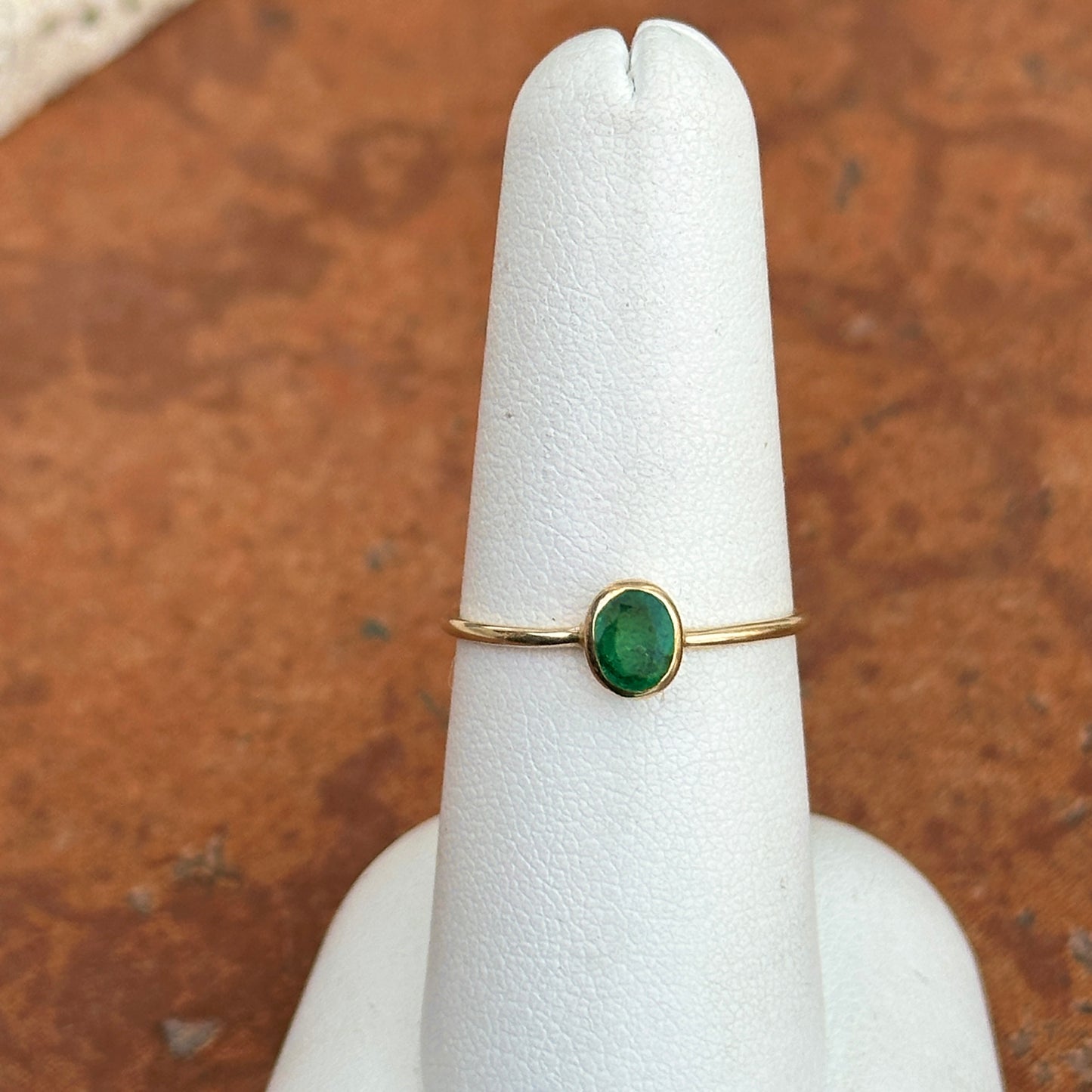 14KT Yellow Gold Bezel Oval Emerald Ring