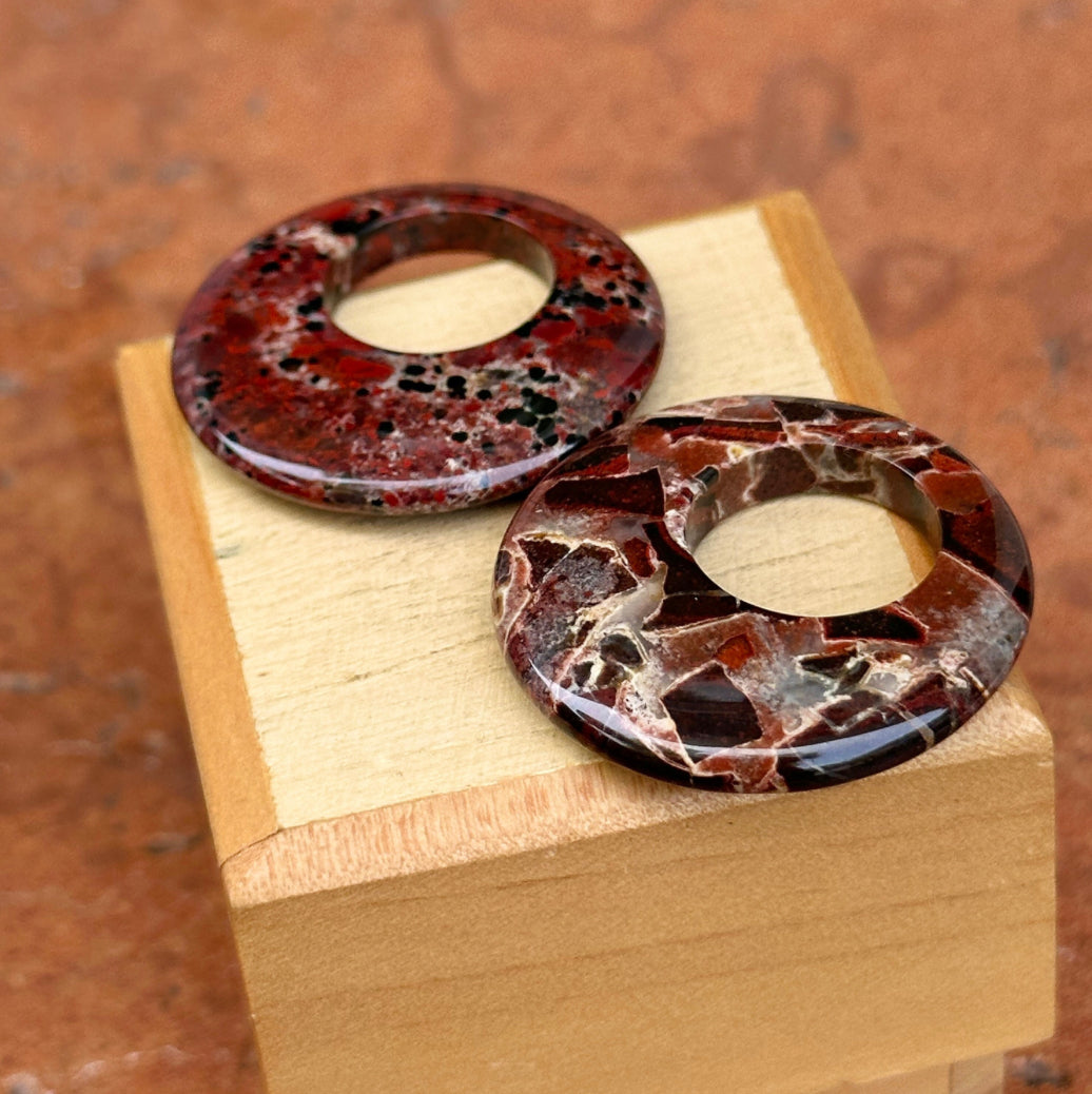 Vintage Brown Jasper Round Earring Charms