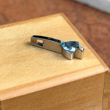 14KT White Gold & Trillion Blue Topaz Bar Pendant