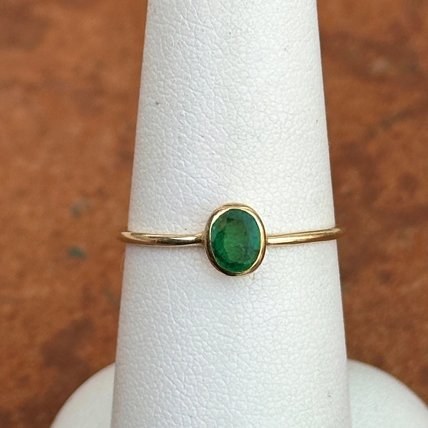 14KT Yellow Gold Bezel Oval Emerald Ring