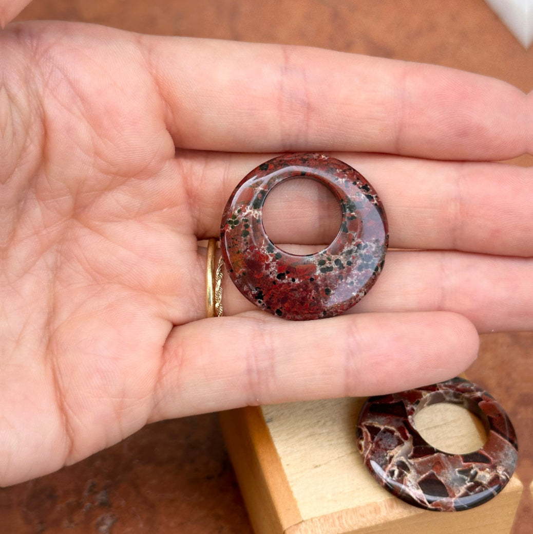 Vintage Brown Jasper Round Earring Charms