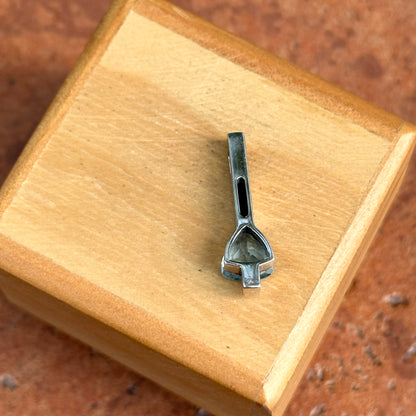 14KT White Gold & Trillion Blue Topaz Bar Pendant