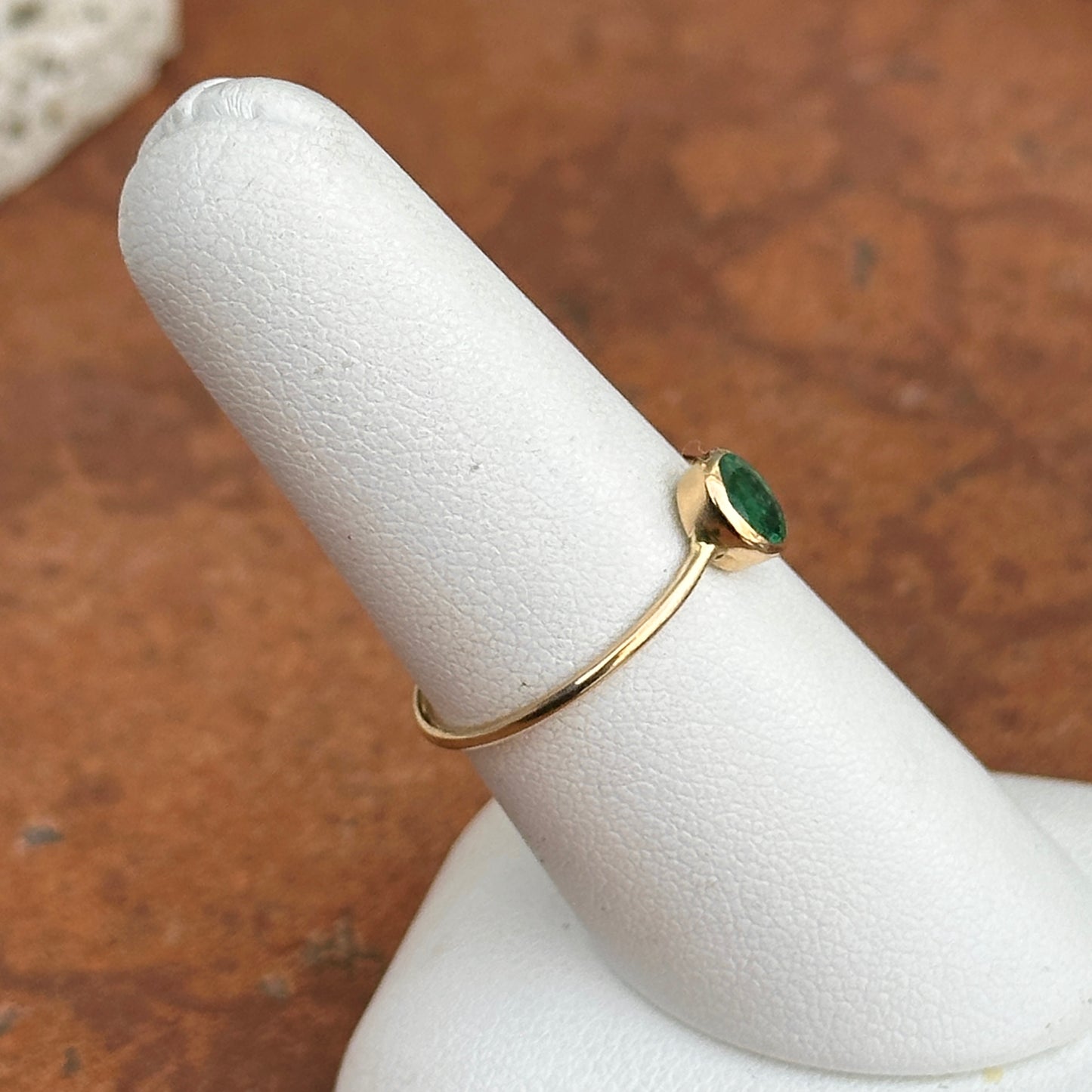 14KT Yellow Gold Bezel Oval Emerald Ring