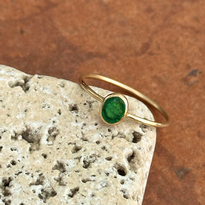 14KT Yellow Gold Bezel Oval Emerald Ring