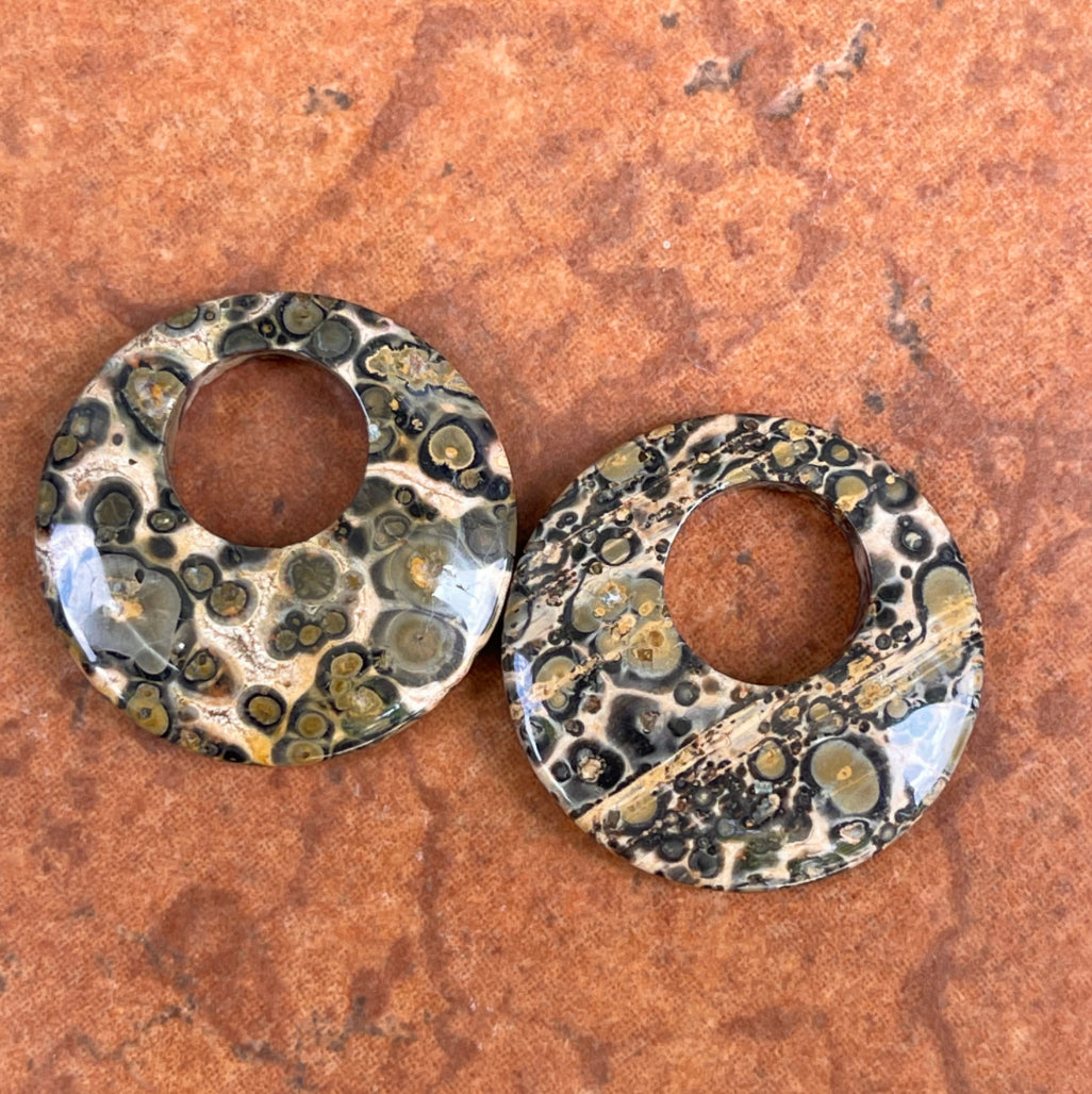 Vintage Leopard Agate Disc Earring Charms