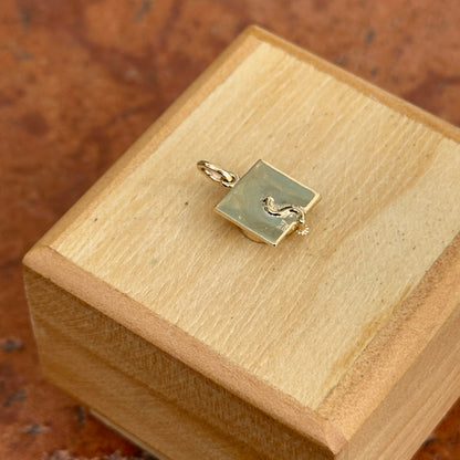 14KT Yellow Gold 3D Graduation Cap Pendant Charm