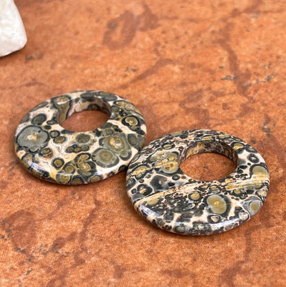 Vintage Leopard Agate Disc Earring Charms