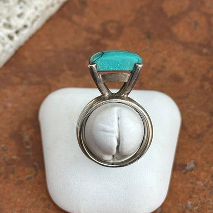 Estate Sterling Silver Rectangle Solitaire Turquoise Ring