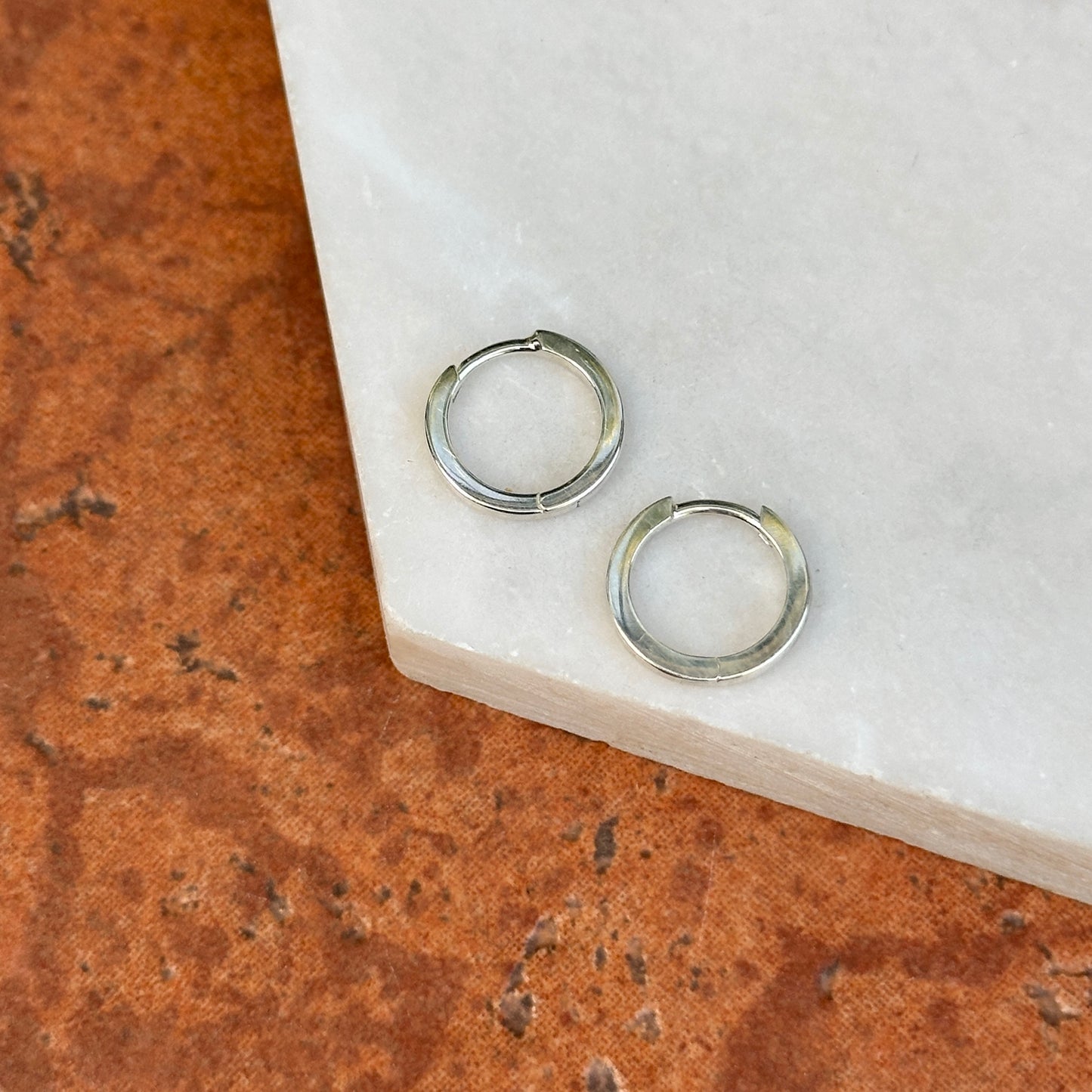 Sterling Silver High Polished Hinged Huggie Hoop Earrings 12.5mm