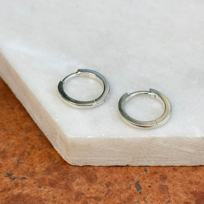 Sterling Silver High Polished Hinged Huggie Hoop Earrings 12.5mm