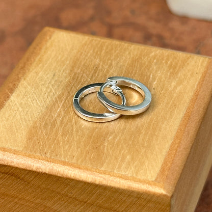 Sterling Silver High Polished Hinged Huggie Hoop Earrings 12.5mm