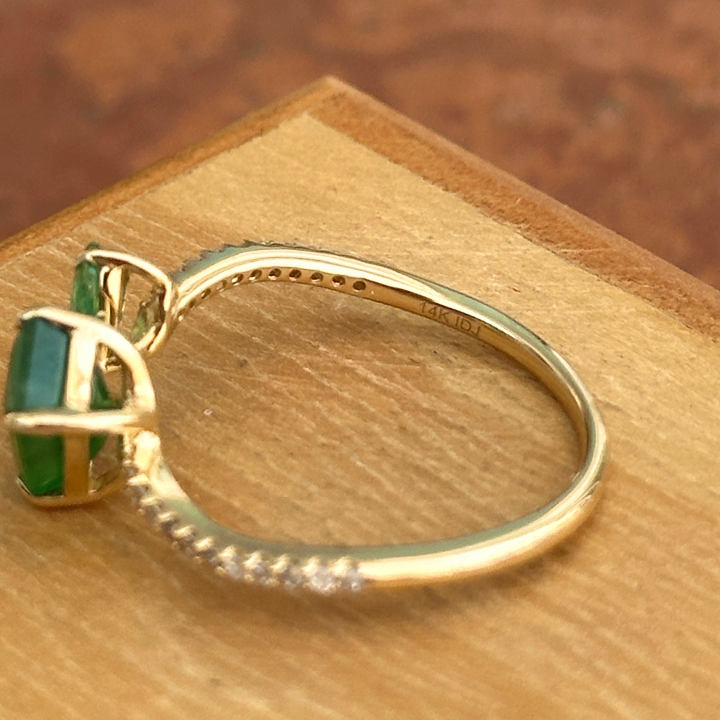 14KT Yellow Gold Pear + Emerald-Cut Emerald Ring