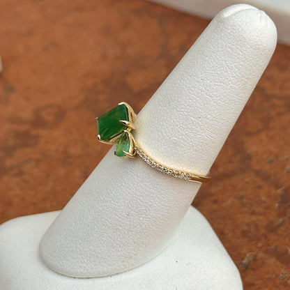 14KT Yellow Gold Pear + Emerald-Cut Emerald Ring