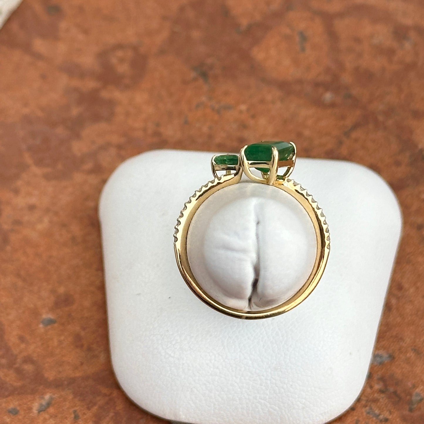 14KT Yellow Gold Pear + Emerald-Cut Emerald Ring