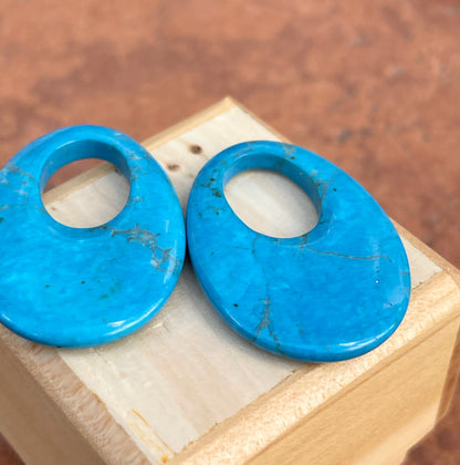 Vintage Blue Howlite Oval Earrings Charms