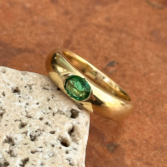 14KT Yellow Gold Oval .47 CT Emerald Dome Ring