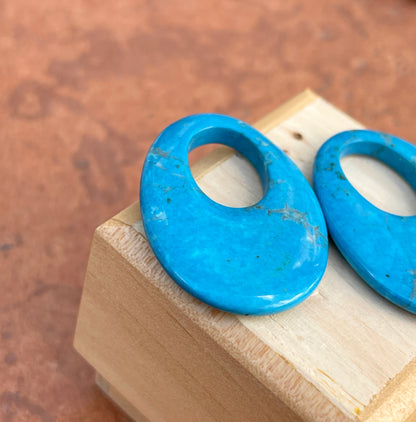 Vintage Blue Howlite Oval Earrings Charms